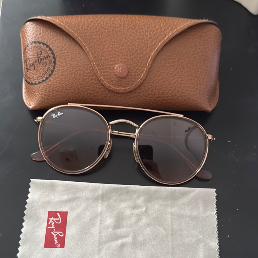 Ray-Ban Gold and Brown Sunglasses Accessories